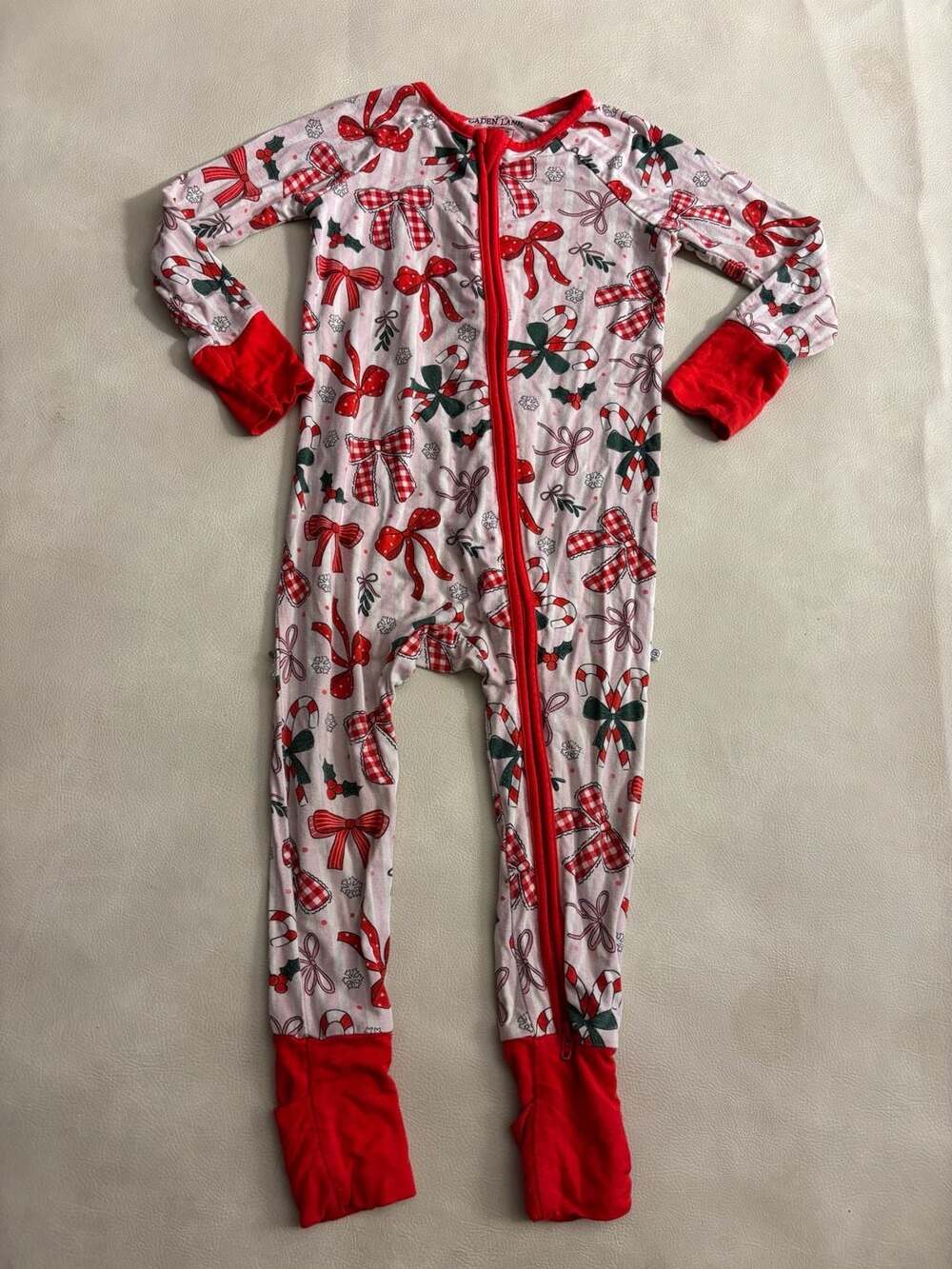 Caden Lane Christmas Bows Zippy Size 12-18 Months